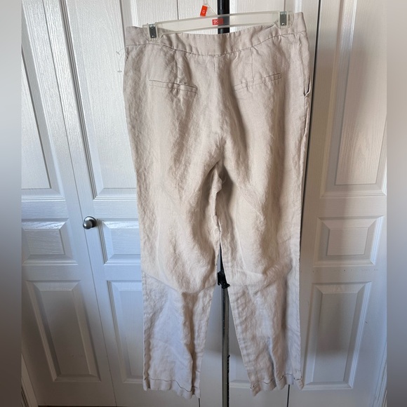 Linen light tan pants either cuffed bottom hem - Picture 7 of 7
